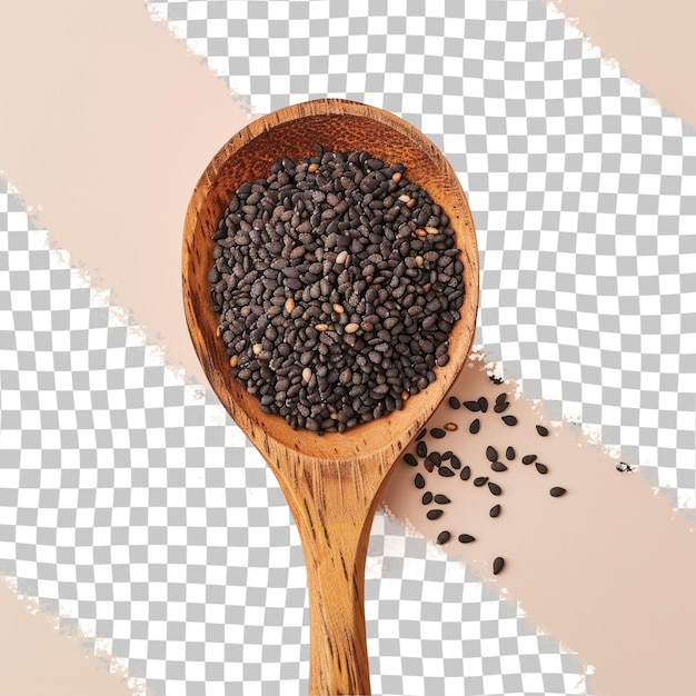 PSD a wooden spoon with seeds and a spoon with seeds in it