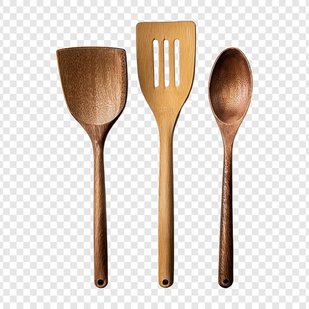 PSD wooden spoons with a wooden spoon on a white background