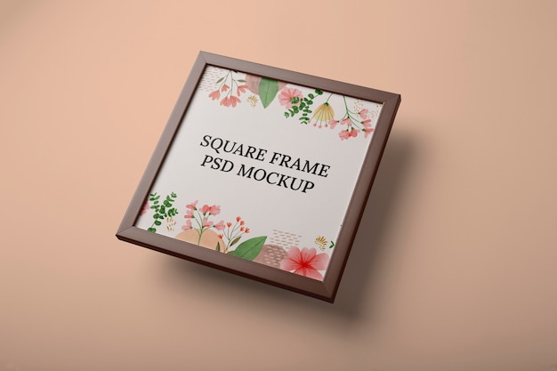 Wooden square frame high angle