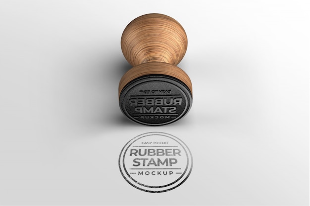 Wooden stamp logo mockup