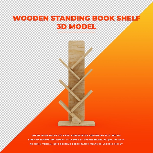 wooden standing book shelf