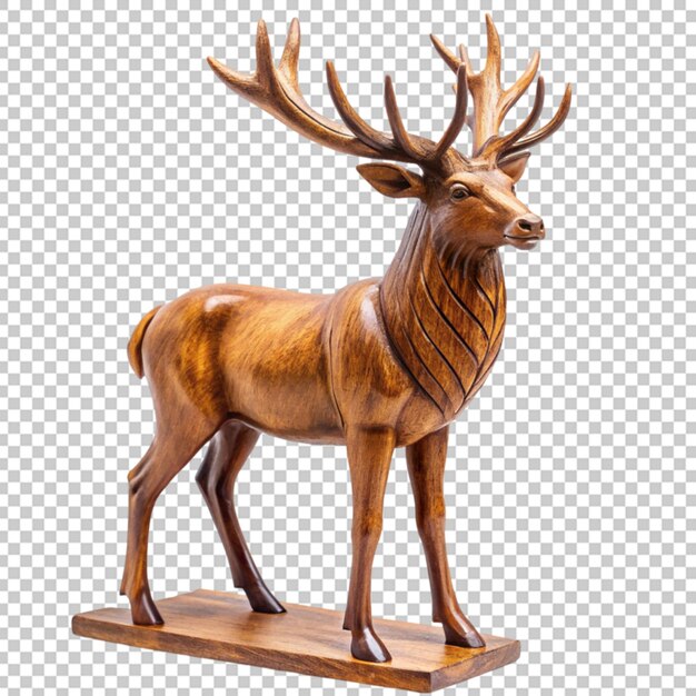 PSD wooden statue of a deer standing