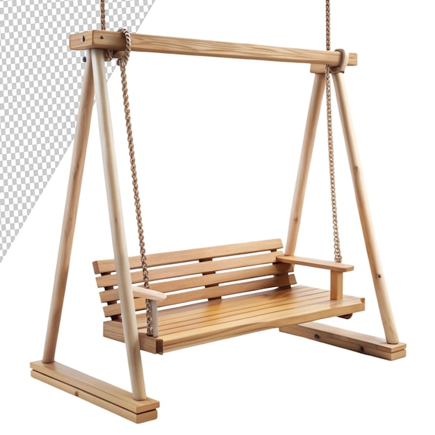 PSD wooden swing isolated on transparent background