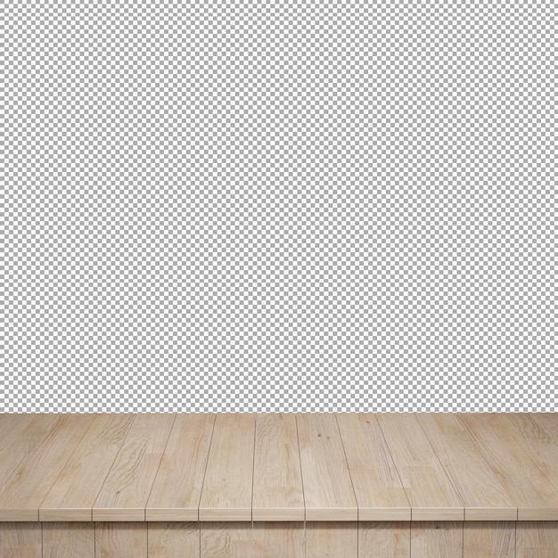 Wooden table foreground wood table top front view 3d render isolated