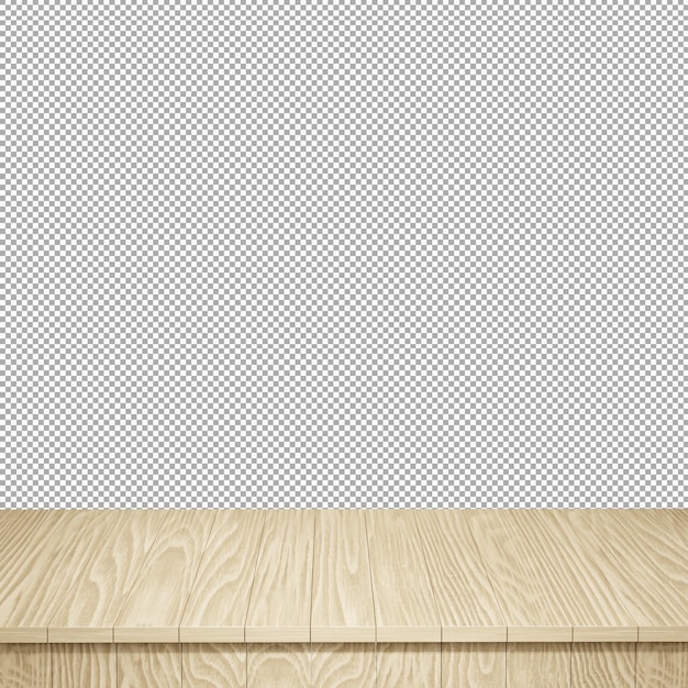 Wooden table foreground wood table top front view 3d render isolated