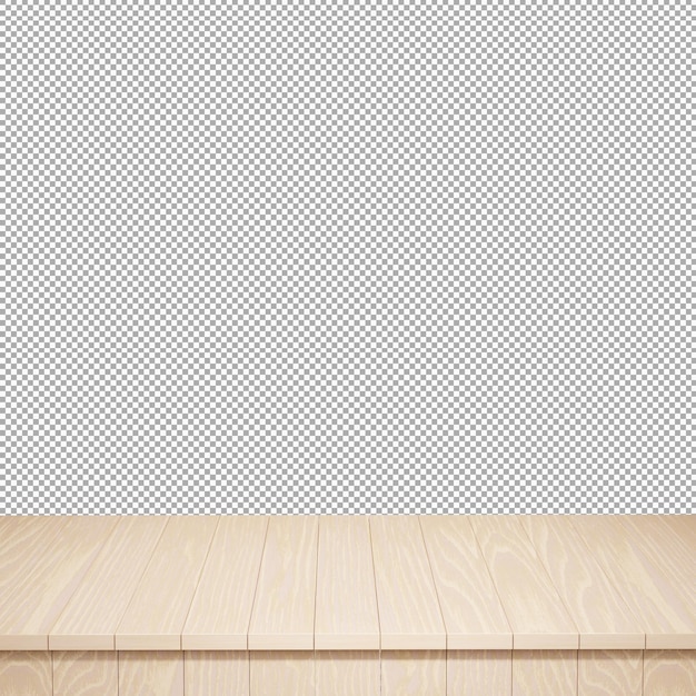 Wooden table foreground wood table top front view 3d render isolated