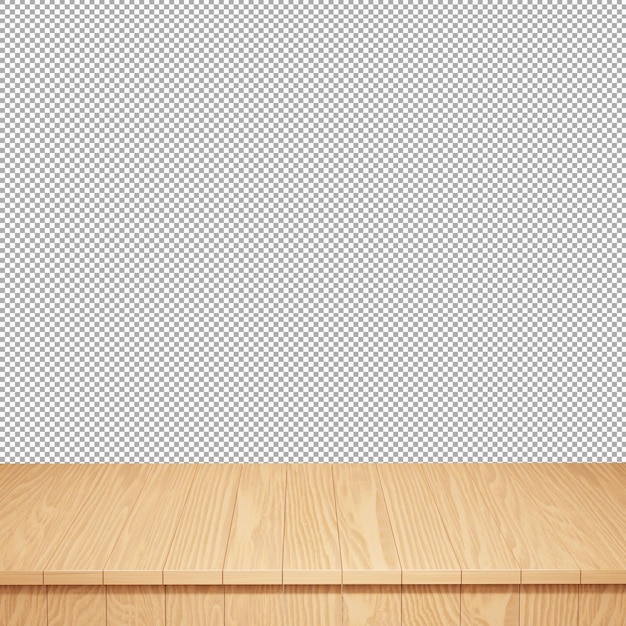 Wooden table foreground wood table top front view 3d render isolated