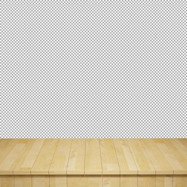 Wooden table foreground wood table top front view 3d render isolated