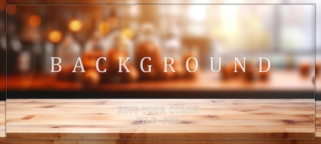 Wooden Table Top with Blurred Bar Background