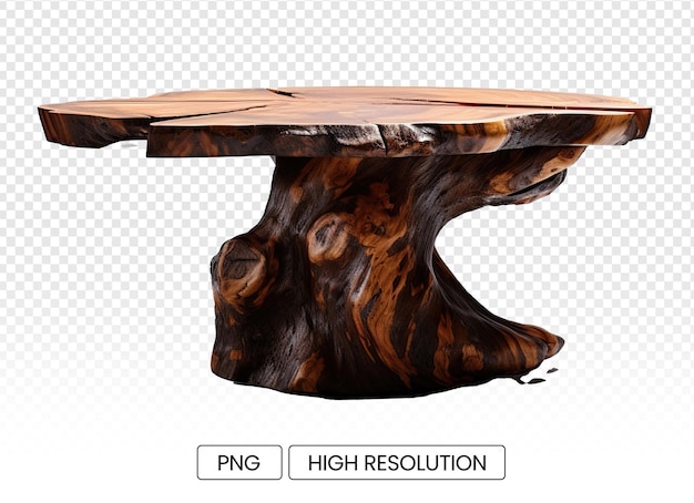 Wooden table with a beautiful design with an abstract elegant and classic flat board on a transparent background