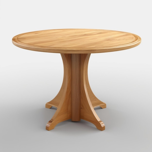 a wooden table with a round top that says no on it