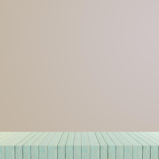 a wooden table with a white background with a grey background