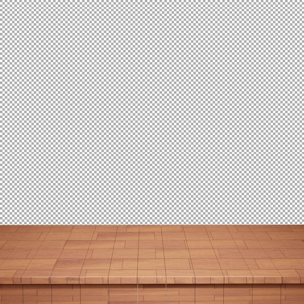 Wooden table wood table top front view 3d render isolated