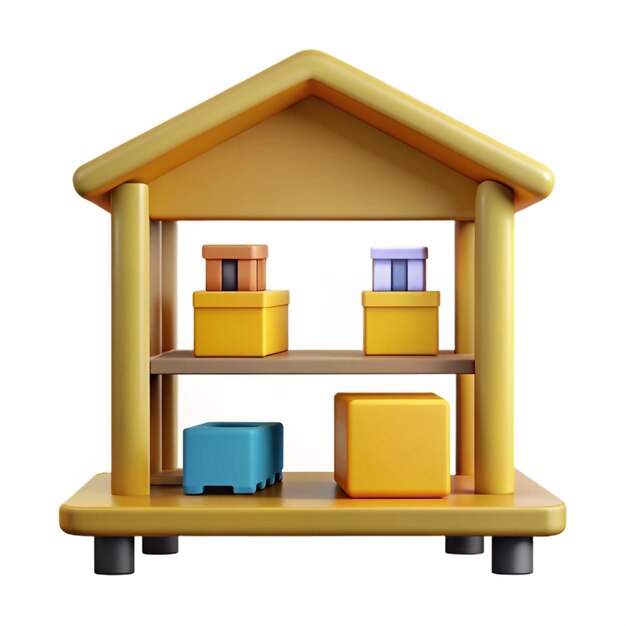 PSD a wooden toy house with a wooden roof that says quot toy quot