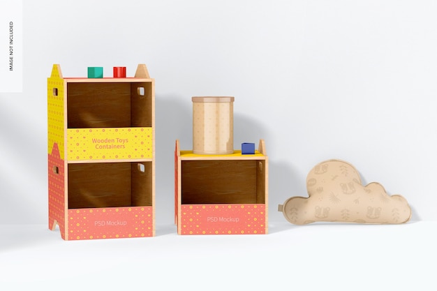 Wooden Toys Container Mockup, Front View