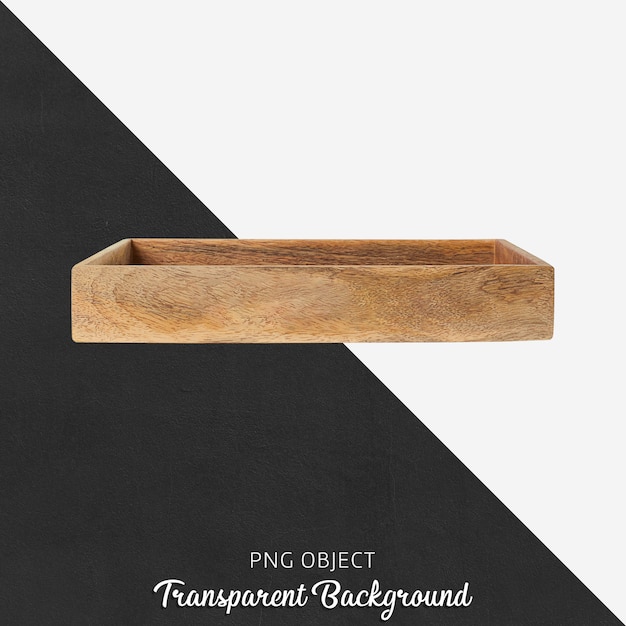 Wooden tray on transparent