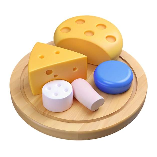 a wooden tray with cheese and a blue lid that says cheese