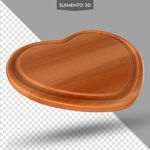 A wooden tray with a heart shaped tray that says elemento 3d.