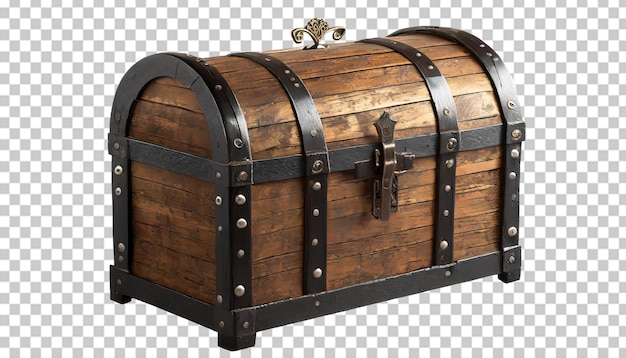 Wooden treasure chest isolated on transparent background 3d illustration