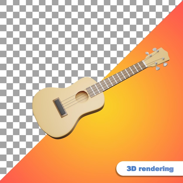 wooden ukulele 3d rendering.