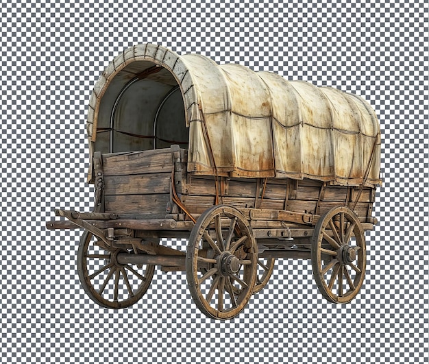 a wooden wagon with a cover that says  the word  on it