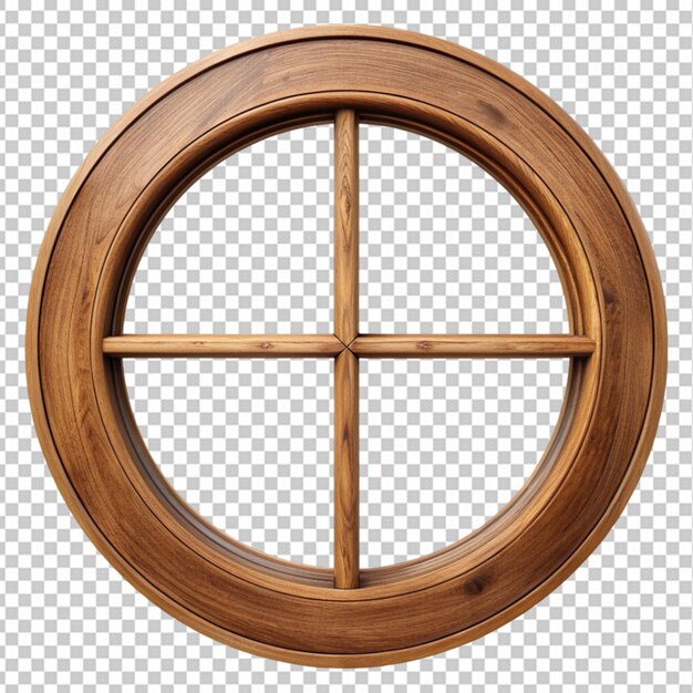 Wooden window frame isolated on transparent background