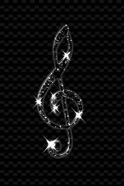 PSD the word music on a black background with sparkling stars