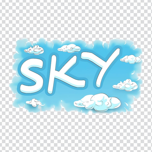 PSD the word sky on a blue background