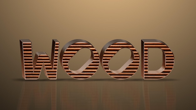 The word wood is in the middle of the letters