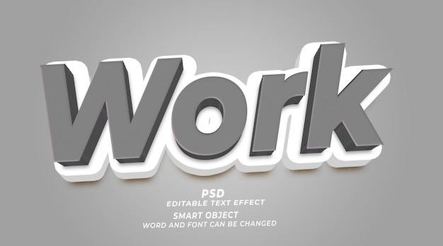 Work 3d editable photoshop text effect style with premium background