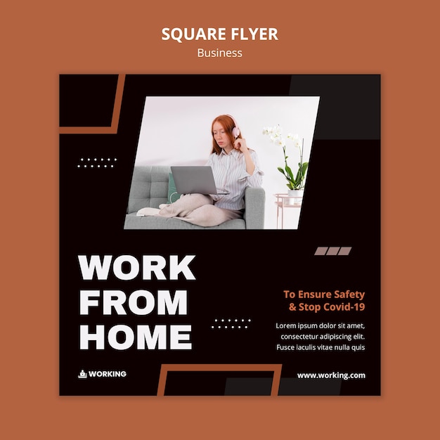 Work from home square flyer