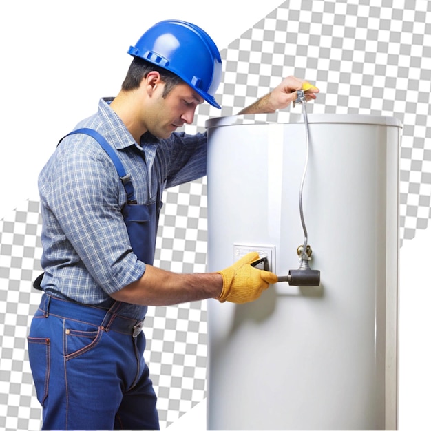 PSD worker repairing water heater