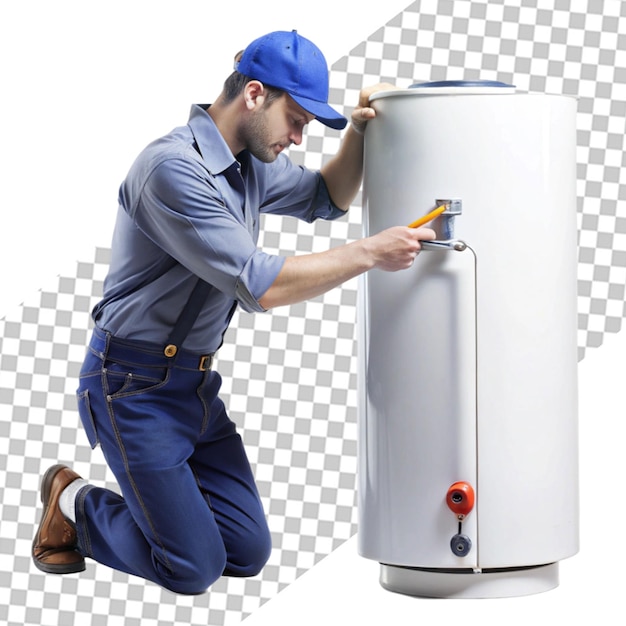 PSD worker repairing water heater