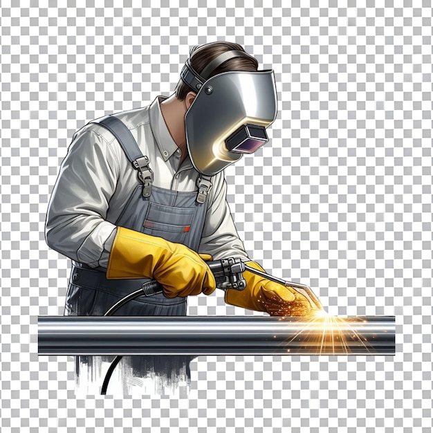 worker with metal helmet and gloves