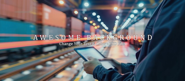 PSD worker with tablet at the freight terminal