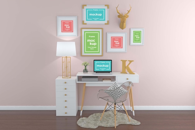 PSD workstation frame and screen mockup