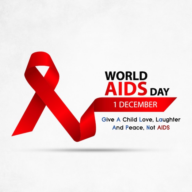 World AIDS Day 1st December social media post banner with red ribbon social media post