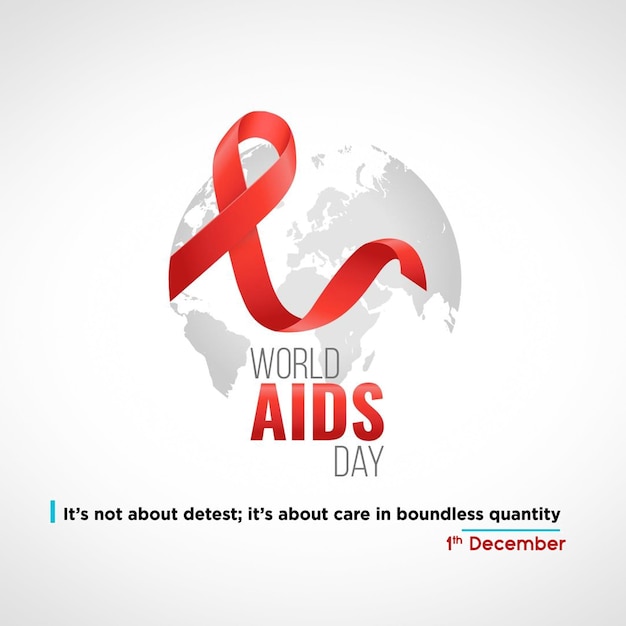 PSD world aids day 1st december social media post banner with red ribbon social media post