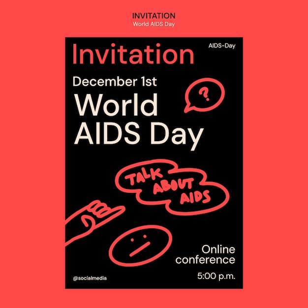 PSD world aids day celebration  invitation template