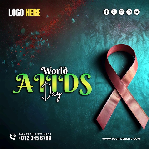 PSD world aids day social mida banner and poster template