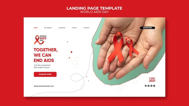 World aids day web template with red details