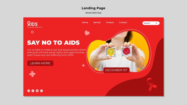 PSD world aids day web template with red details