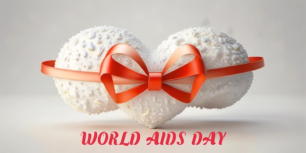 world aids day with a heart shaped gift wrapped