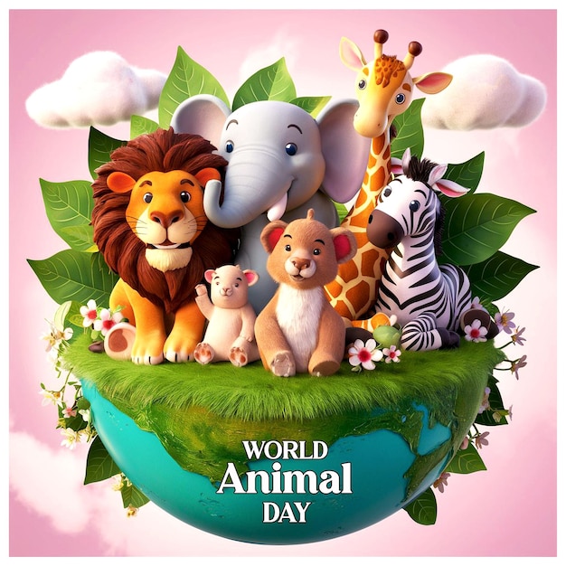 PSD world animal day event of cherishing and protecting the beauty of natures