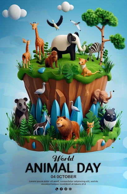 PSD world animal day social media post design