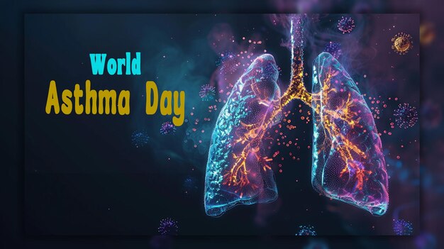 World asthma day pneumonia day realistic concept with healthy lung background