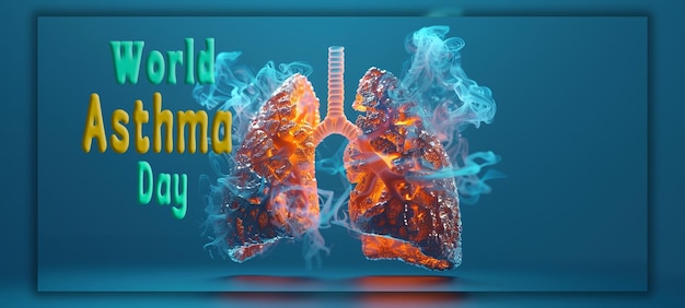 World asthma day pneumonia day realistic concept with healthy lung background