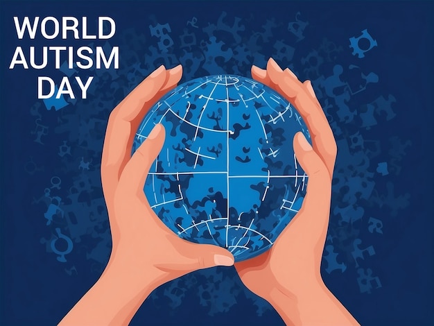 World Autism Awareness Day background of a multicolored puzzle piece