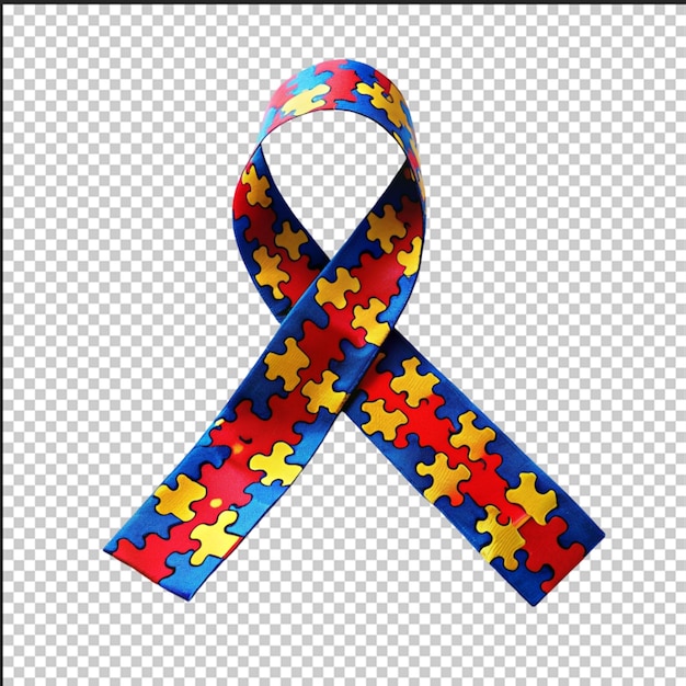 World autism awareness day Blue ribbon with colorful puzzles vector background Symbol of autism Medical flat illustration Health care