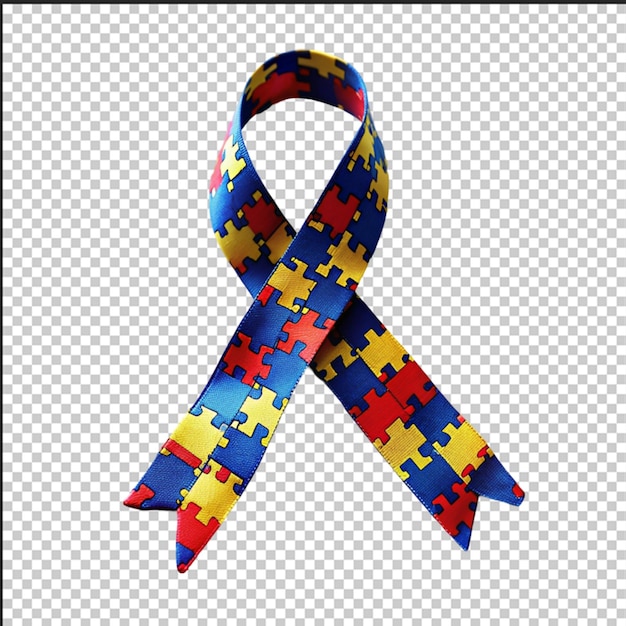 World autism awareness day Blue ribbon with colorful puzzles vector background Symbol of autism Medical flat illustration Health care